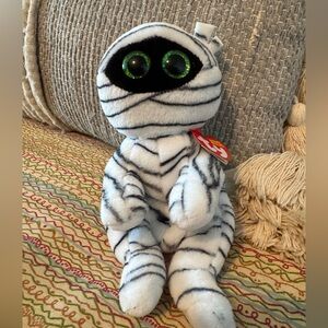 Ty Beanie Bellies "Tatters" Striped Plush with Bright Green Eyes